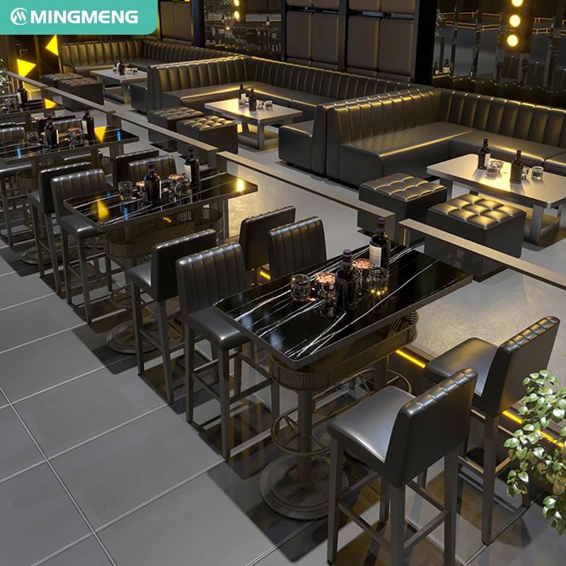 Modern KTV Table Set PU Leather Bar Sofas Tables Chairs for Dining and Kitchen for Hotels Nightclubs Restaurants