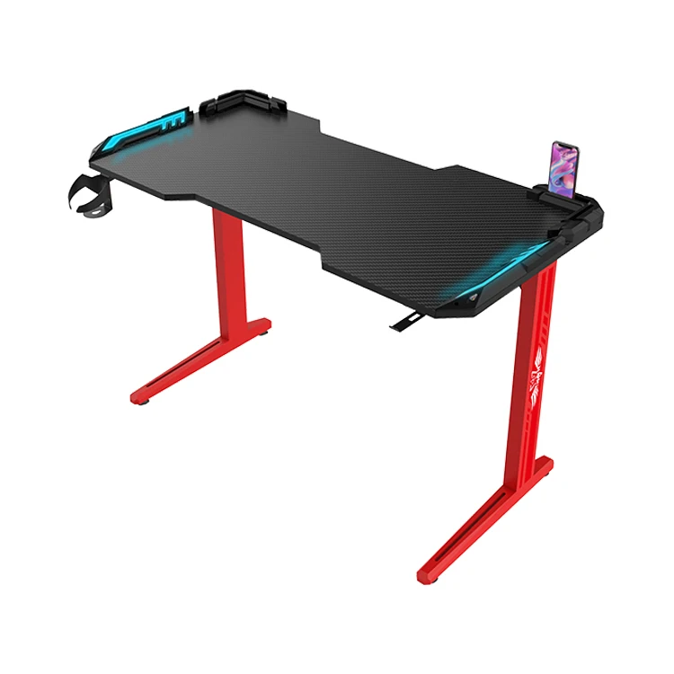 Wholesale Modern T Shaped RGB Red Gaming Desk With LED Custom PC E-sports Gamer Desk 120cm Computer Gaming Table