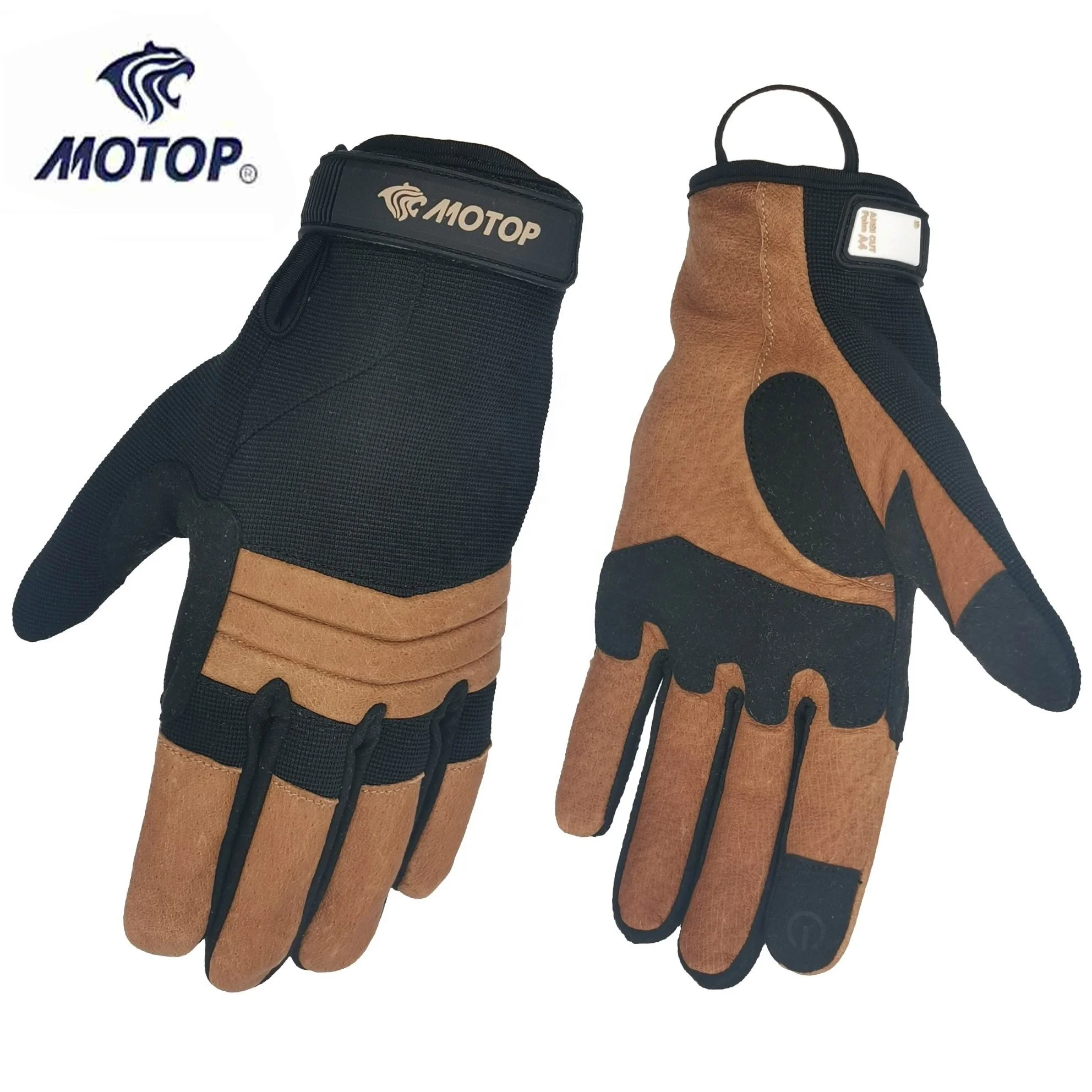 EN388 Cut Resistant Level 4 standard Leather Safety Gloves with Touchscreen function