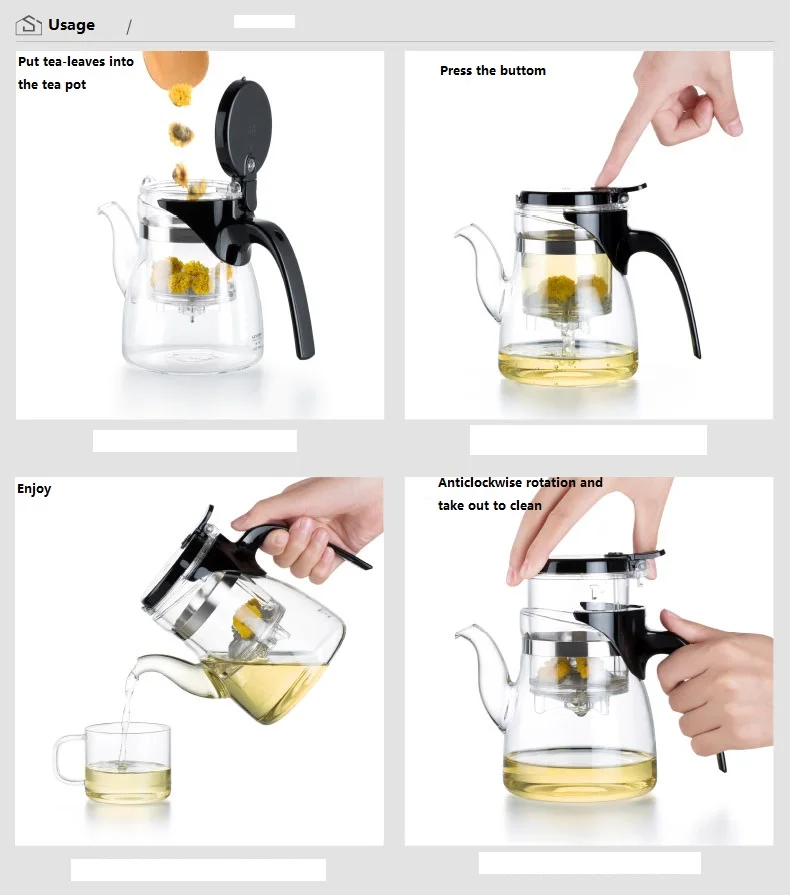 Safe Heat Resisting Borosilicate Home Office Large Tea Pots 600ml Strainer Teapot High Heat Resistant Glass Tea Pot With Infuser