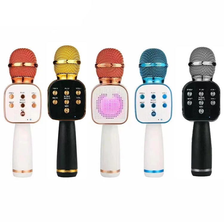 Mikrofon Handheld Wireless easy Karaoke Microphone With Speaker Recording Music KTV LED Microfone for Mobile Phone