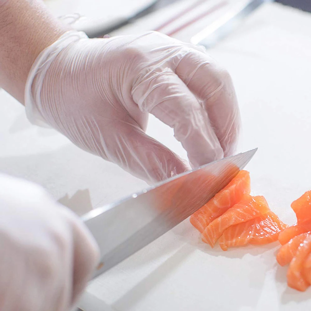 GLOVEMAN clear powder latex free waterproof oil touchscreen examination laboratory household PVC vinyl disposable gloves