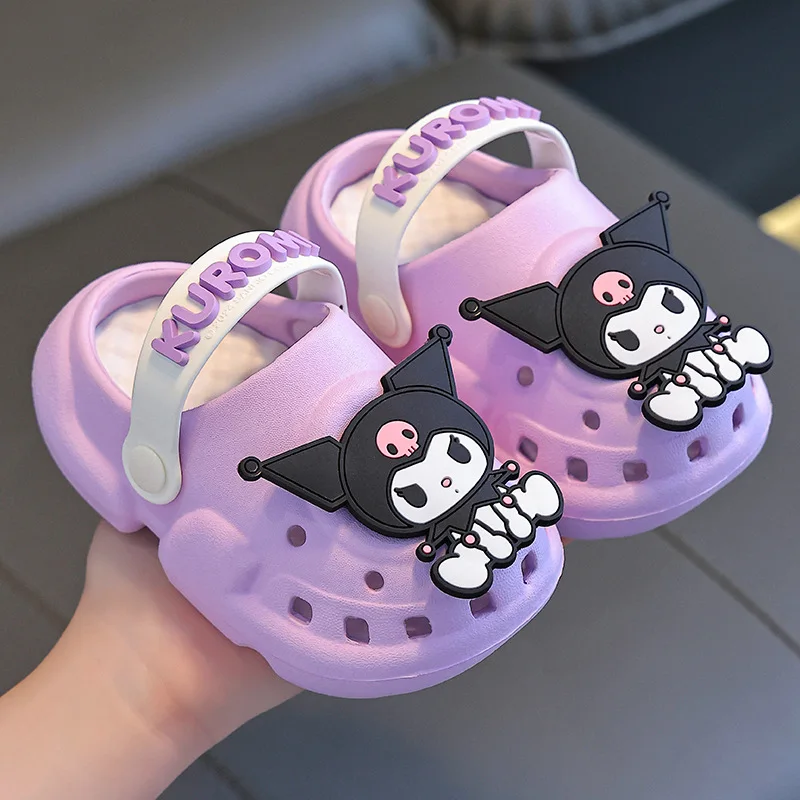 2024Anime Sanrioed Children Slippers Kuromi My Melody Kawaii Summer Outdoors Beach Anti-Slip Sandals Baby Toys for Girls