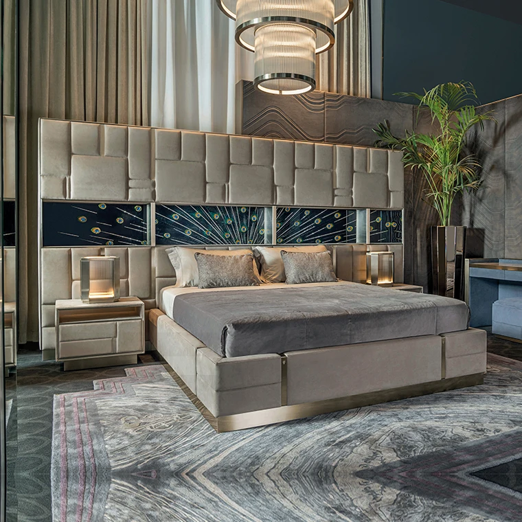 luxury italian bedroom set furniture king size modern italian latest double bed designer furniture set leather luxury bed