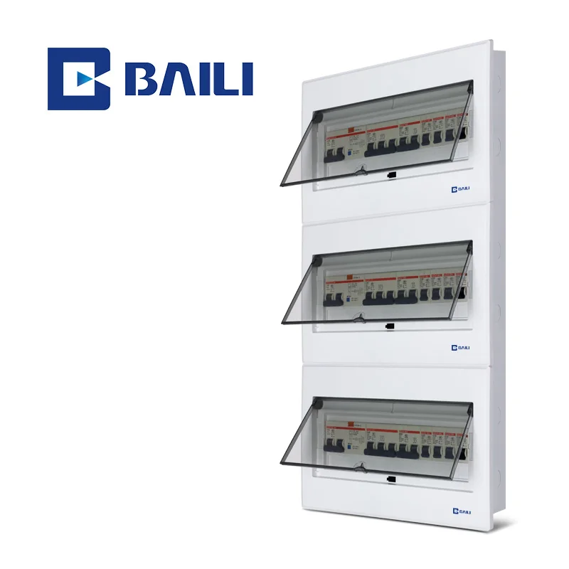 BAILI V8 48way 3 rows wholesale Customizable Flush mounting Metal & Plastic power protection MCB box electrical Distribution Box