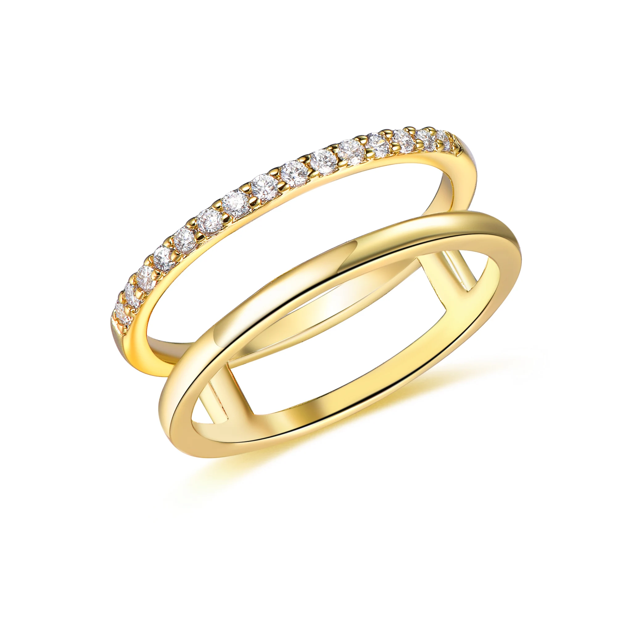 Jewelry Cubic Zirconia Diamond Rings Woman Wedding Lover Ring brass steel Ring 18 K Gold Plated