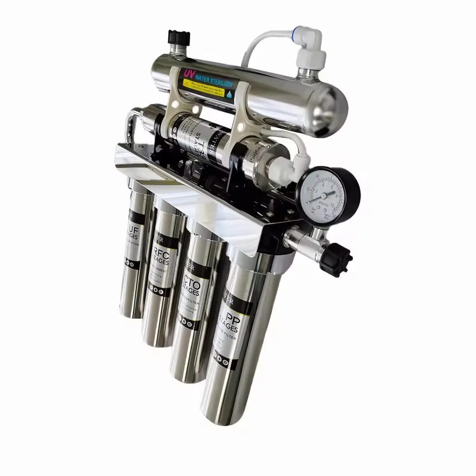 5 stages UF water filtr+ UV  home drinking uv kitchen under sink sediment stainless steel house tap water filtering machine