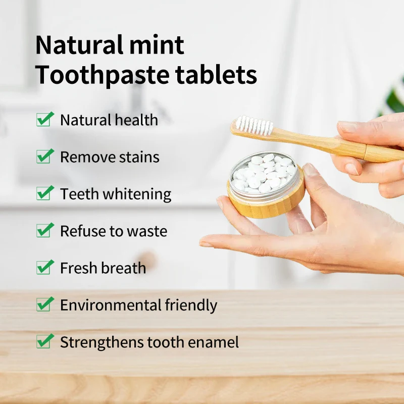 Private label solid toothpaste tabs child kid adult vegan toothpaste tablets with fluoride