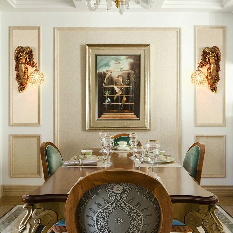 European-style resin wall LED creative indoor energy-saving wall lamp for hotel bedroom dinging room