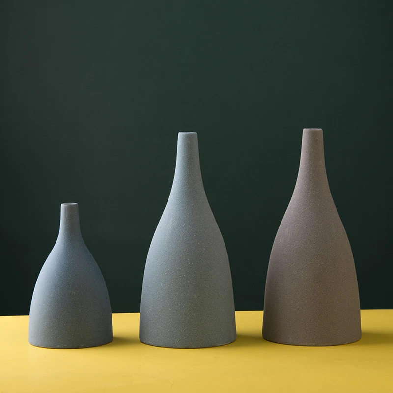 New Arrival Handmade Porcelain Morandi Pink Green Blue Grey Vases Ins Simple Ceramic Matte Flower Vase Ceramic