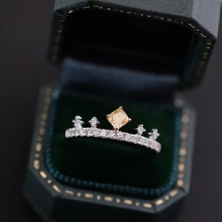 Yellow Diamond Ring Crown Ring Diamonds And White Gold Royal Style