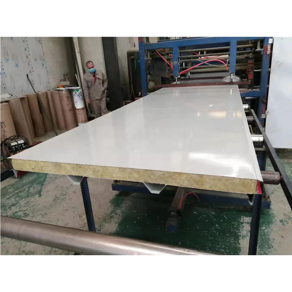 Insulated Sandwich Panel Fireproof Rock Wool Sandwich Roof Panel For Warehouse Roofing