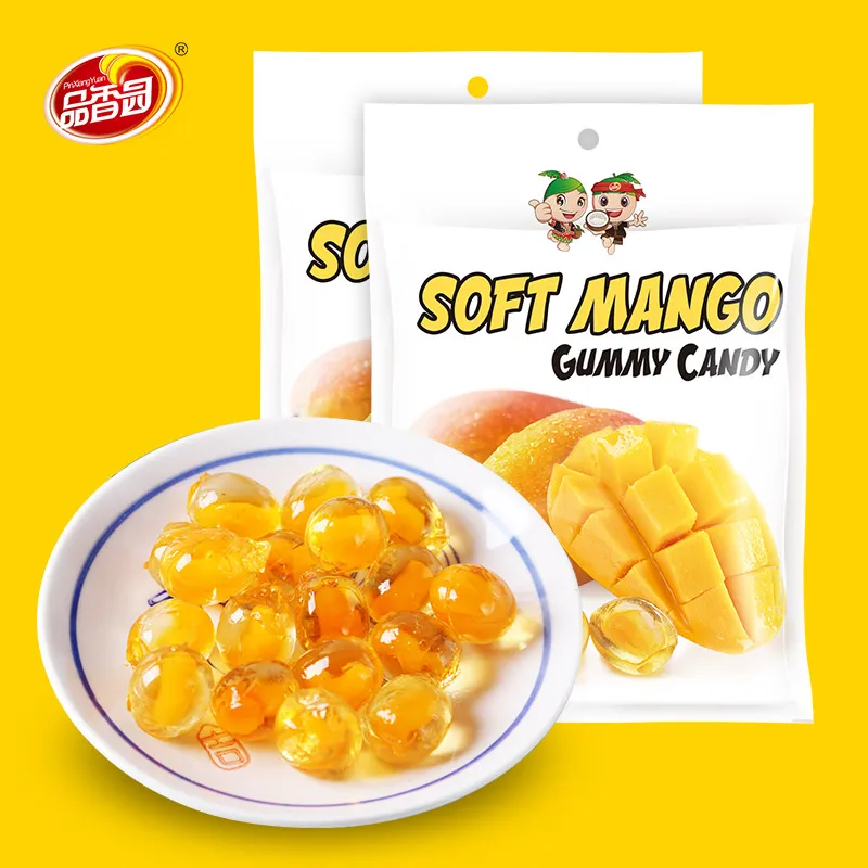 Hot Sale Rich Mango Flavored Soft Chewy Candy Jelly Candy with Fruits Jam Filled