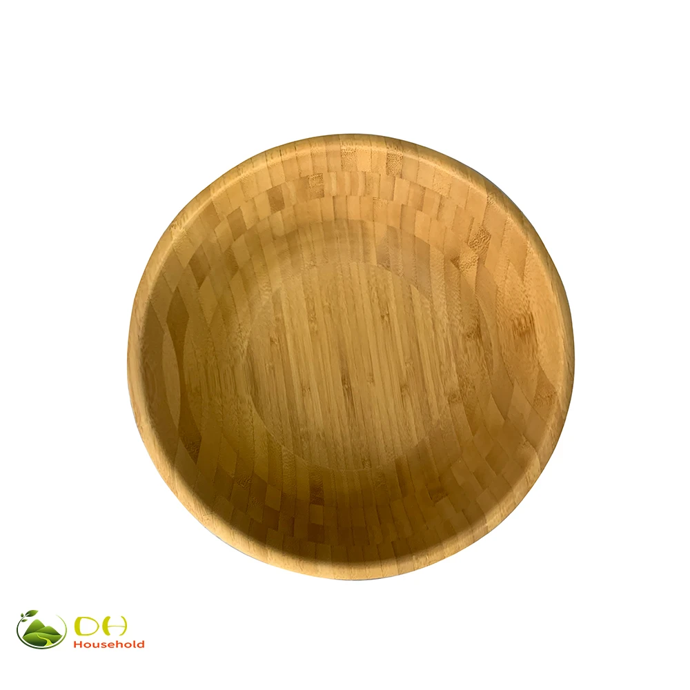 Bamboo Wood Salad Bowl Serving Bowl for Fruits Natural Bamboo Serving Dish Dinnerware Bamboo Salad Hands  Server Set