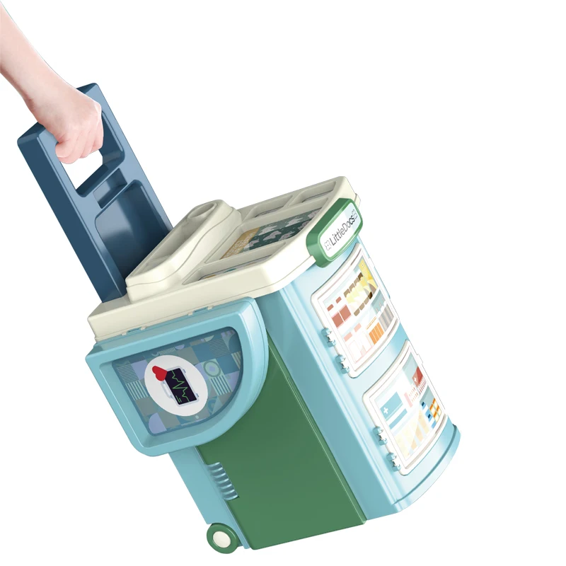 Pretend Play Toy Doctor Set 2 In 1 Storage Medical Instrument Table Funny Kit With