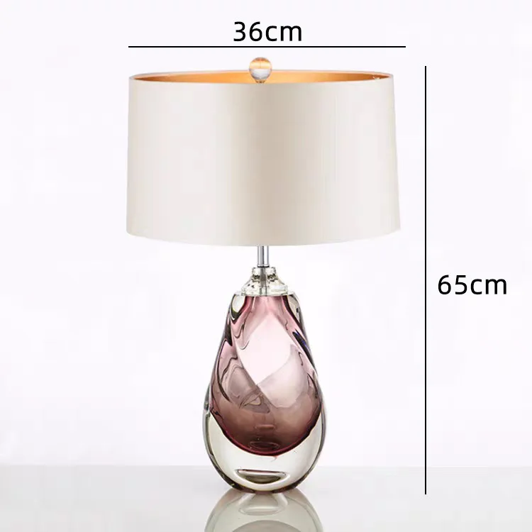 Hotel Decorative Oval Shape Base Table Lamps Bedside Living Room Nordic Modern Desk Lamp Luxury Rose Gold Glass