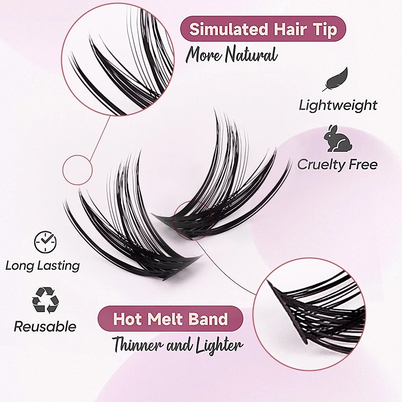 40d 0.07d Curl 9-18mix Diy Eye Lash Extensions Supplies Custom Logo Volume Soft Natural Cluster Eye Lash Extensions Kit