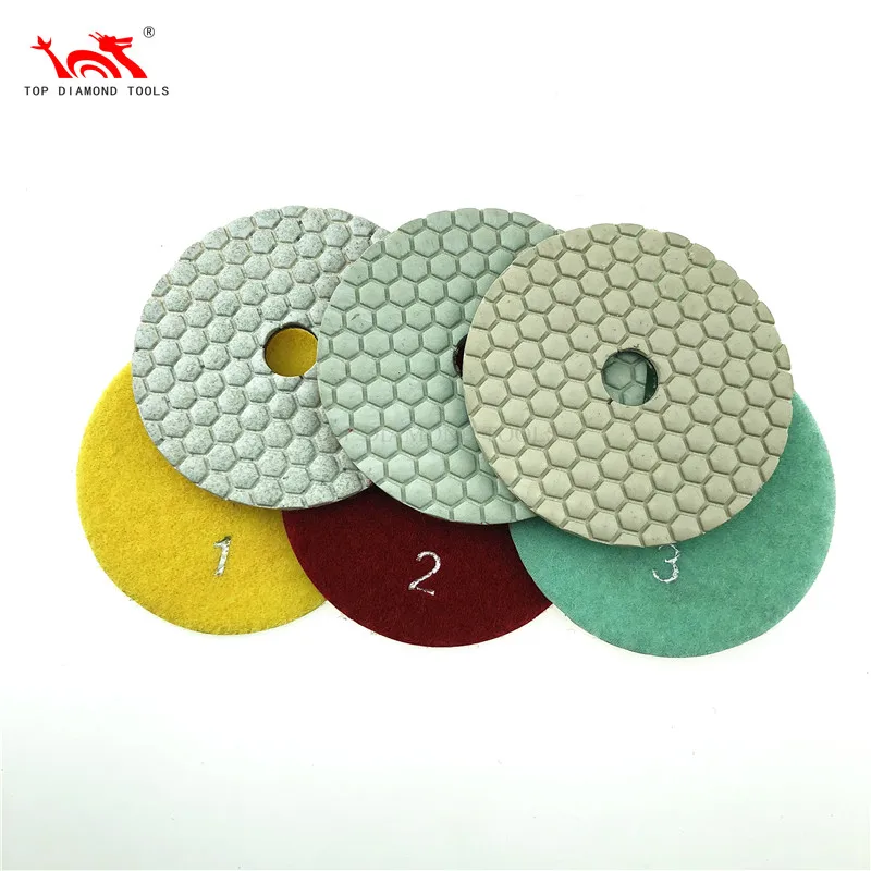 Diameter 100mm 3 or 7 Step Flexible  Diamond Polishing Pad For Stone Marble Quartz Stone Wet Grinding Hand-held grinder Tool