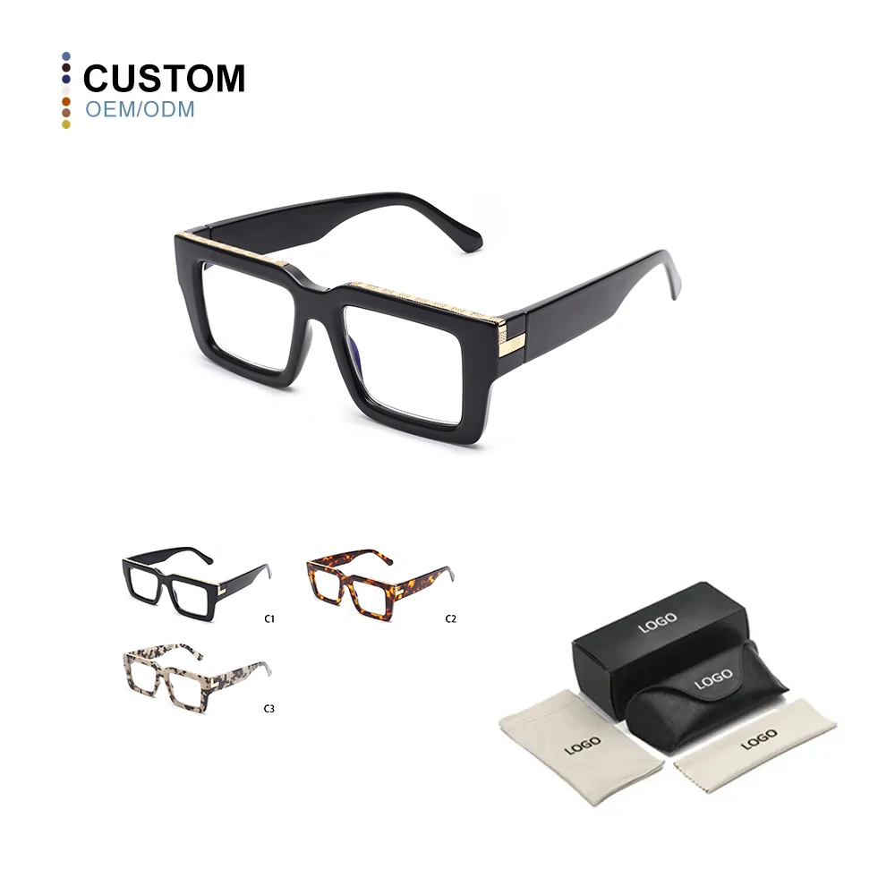 Fashion PC Reading Glasses Wholesale Unisex Square Spring Hinges Blue Light Blocking Readers