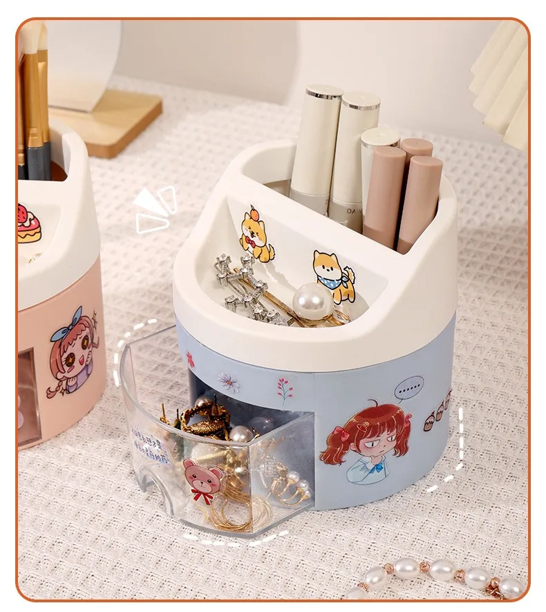 Large Capacity Ins Wind-inspired Fashionable Pen Holder Stationery Storage Box for Students Office Workers Cute Creative Girls