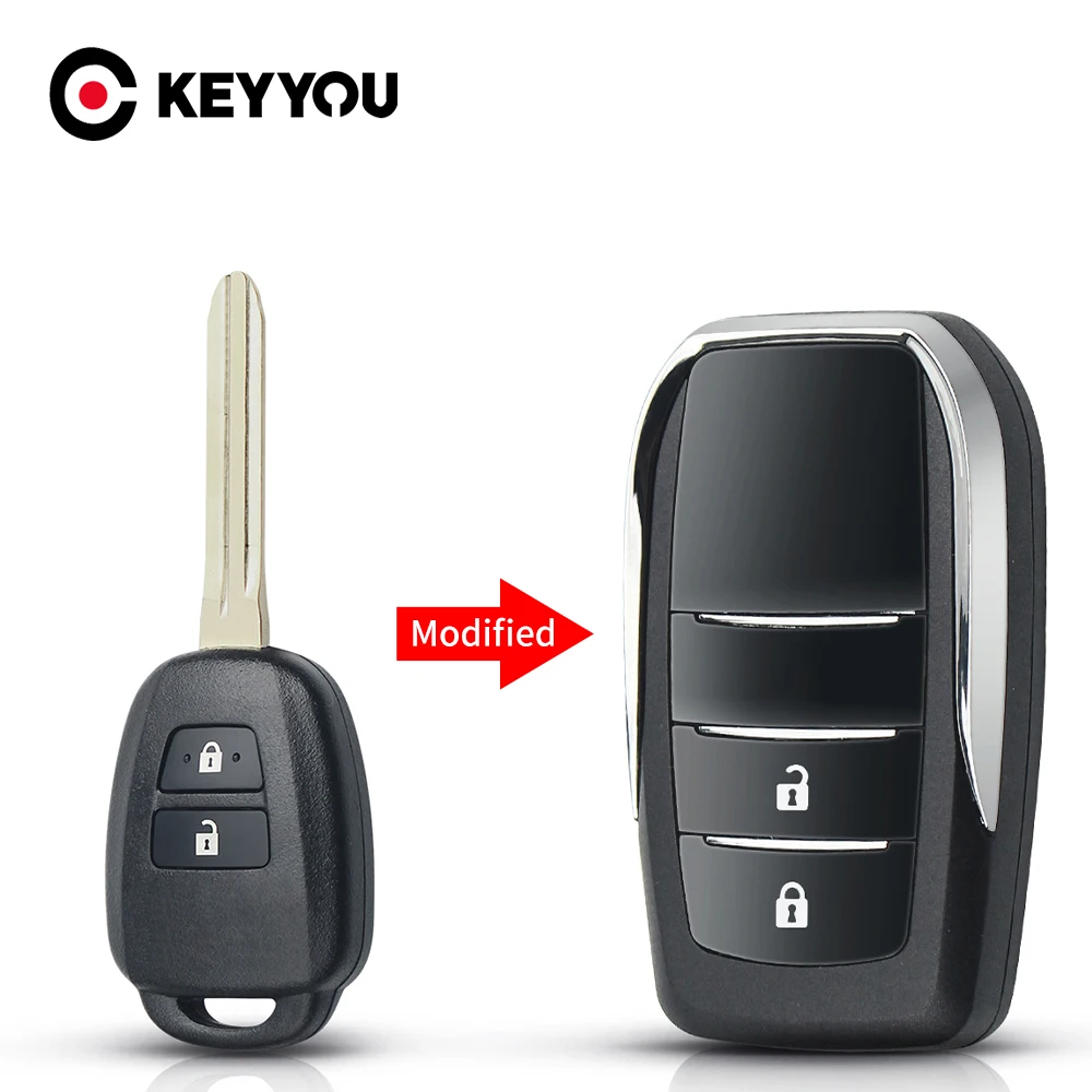 KEYYOU Replace Upgrade Case 2/3/4 Buttons Modified Flip Key Shell For Toyota Daihatsu Highlander Corolla Crown  RAV4 Avlon