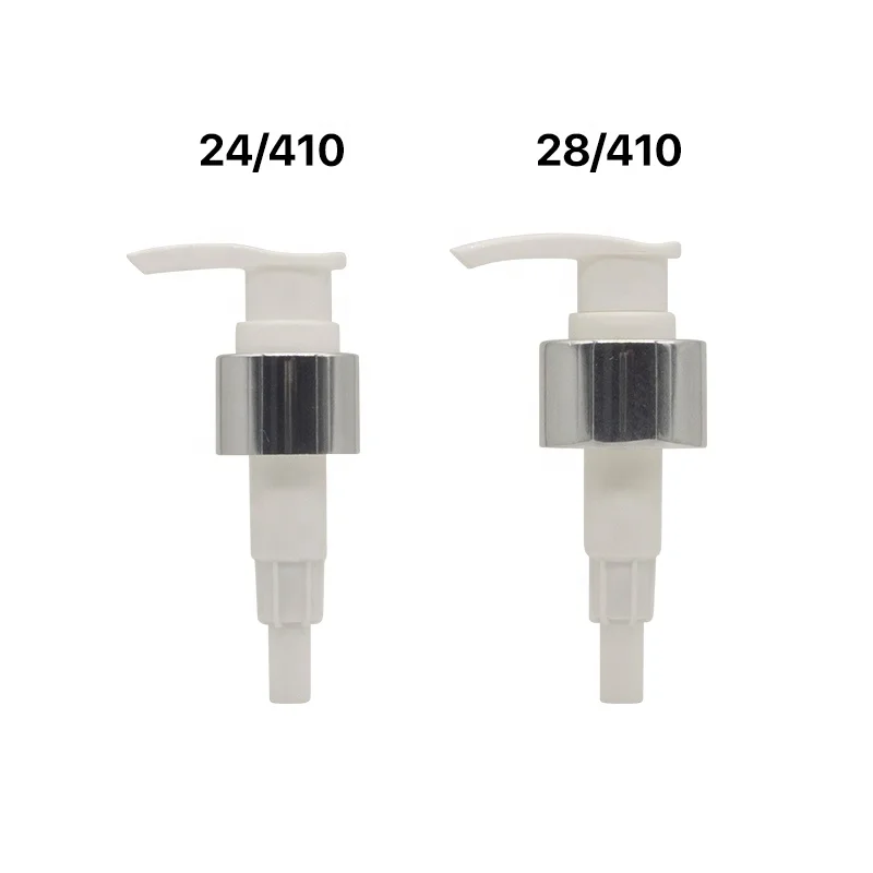 24/410 28/410 Gold Cosmetic shampoo Dispenser Silver Lotion Aluminum Plastic White black Cream silver Oil emulsion screw Pump