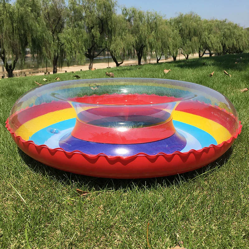 Inflatable Rainbow Swimming Ring Wholesale New Floating 60 90 cm Kids Adult Inflatable Thicken Swim Tube Rainbow Swimming Ring