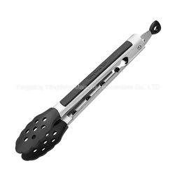 Maisons Kitchen Accessories Stainless Steel with Non Stick Silicone Tips Multifunctional Grill Food Tongs