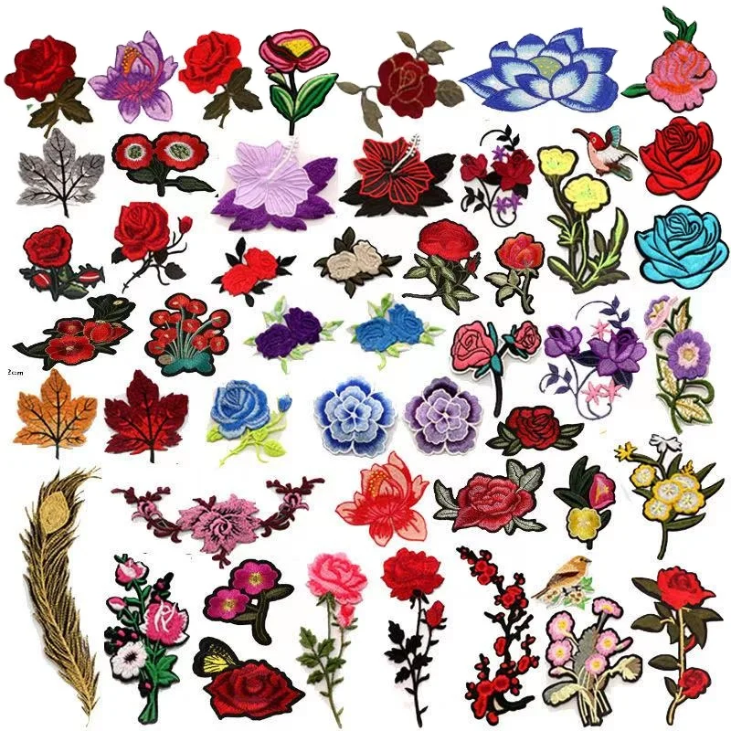 Hot Sale  Flower Tree Applicates  Ironing Rose flower Badges Embroidery Patches