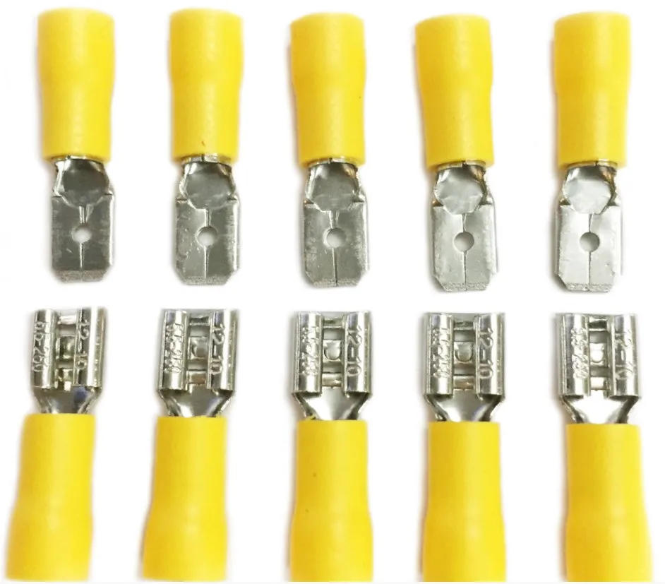 china free samples 6.35mm fdd5.5-250 yellow electrical insulated male female battery electrical insulated crimp wire terminal