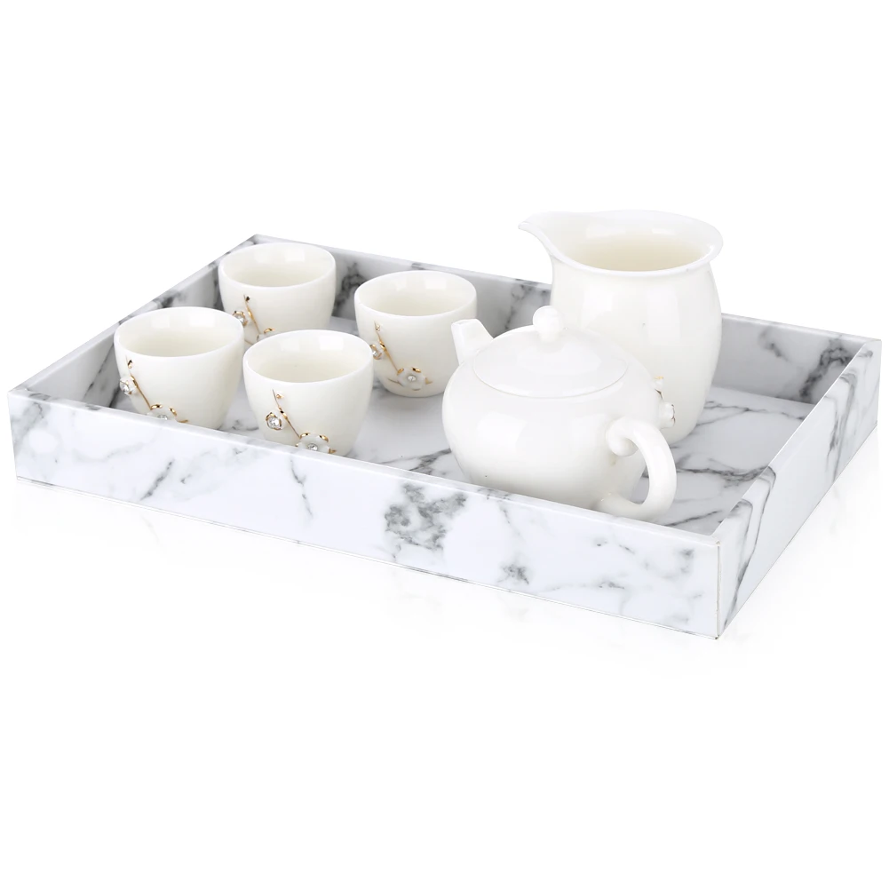 Custom Printed Artificial Leather Marble Serving Tray