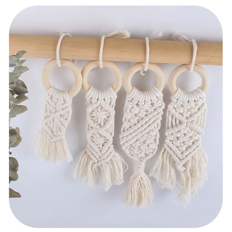 Baby creative toy tooth glue New pure hand-woven cotton rope wood tooth glue baby teeth grinding stick