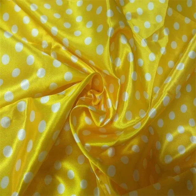 100%Polyester satin dot printed fabric soft feeling customized color for summer dress skirt