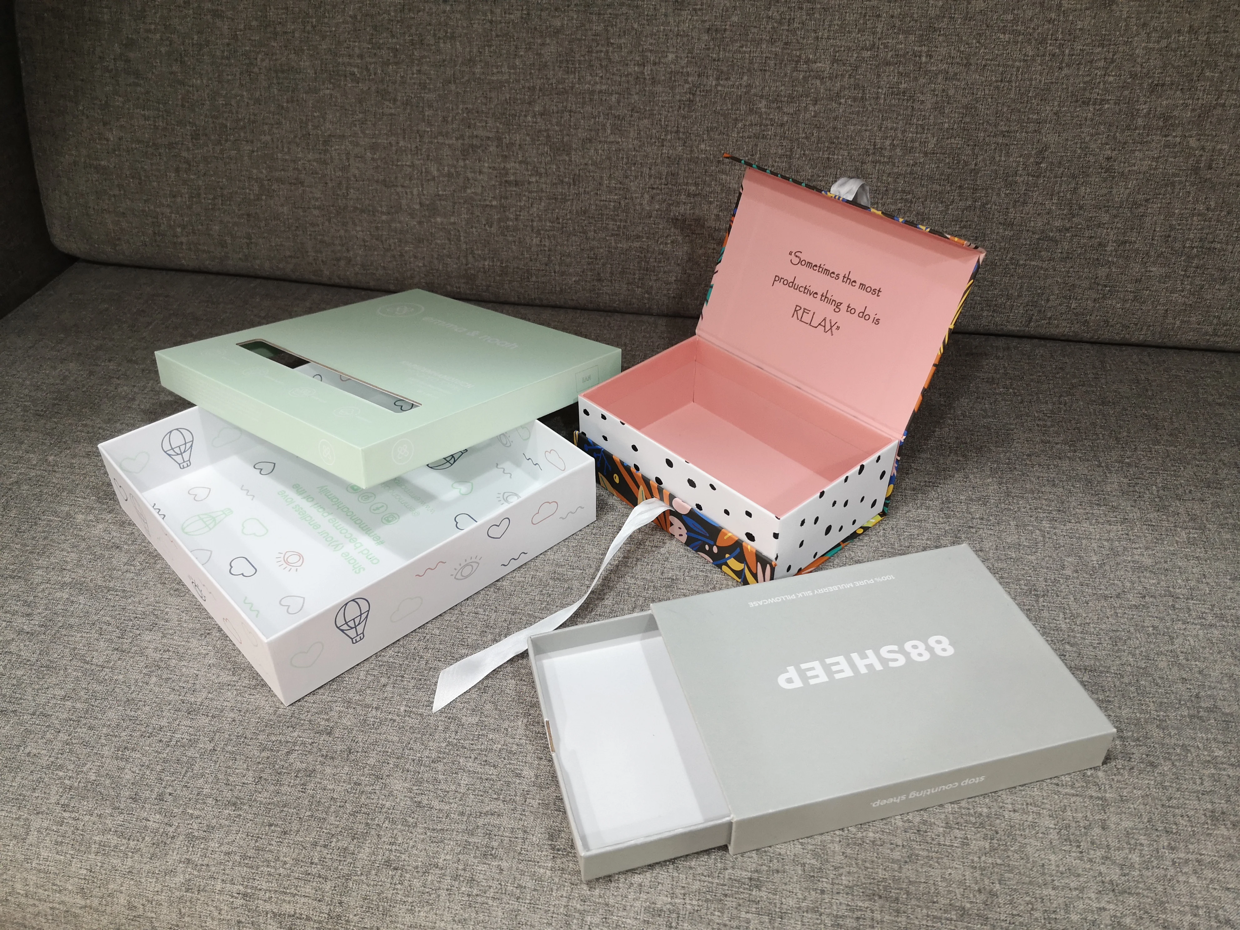 Custom Logo Rigid Gift Box Book-shaped & Drawer type Packaging Box Cardboard Paper Box with ribbon For Christmas Holiday