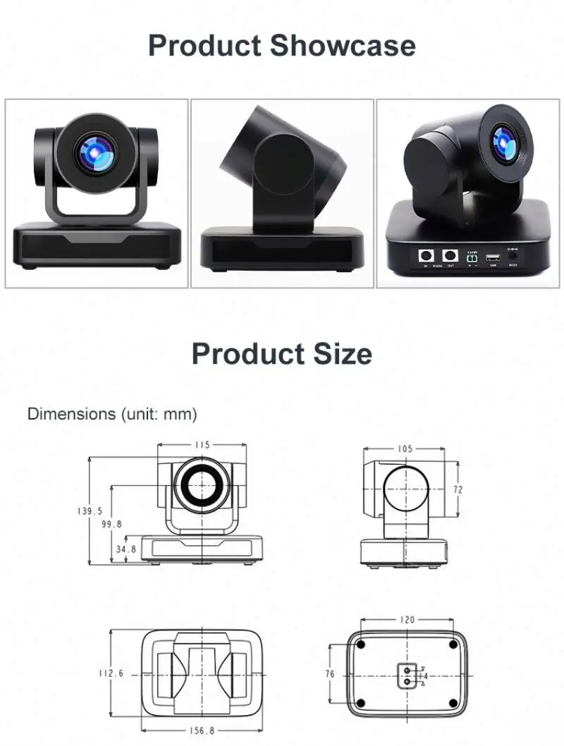 20X оптический зум 1080P PTZ камера видеоконференции для большой бизнес конференц-зала (600-1100sqft)