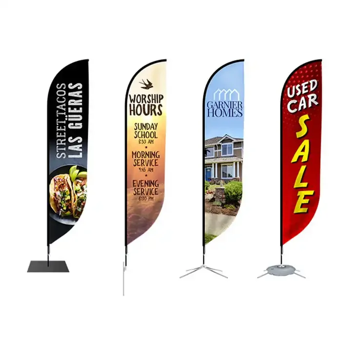 Totem outdoor advertising beach feather flag with portable pole stand