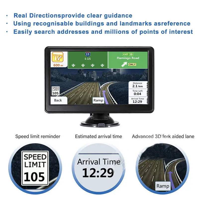 Hot Sale 7 Inch HD Touch Screen Car Navigation GPS Device Universal 1200mAh Vehicle GPS Tracker