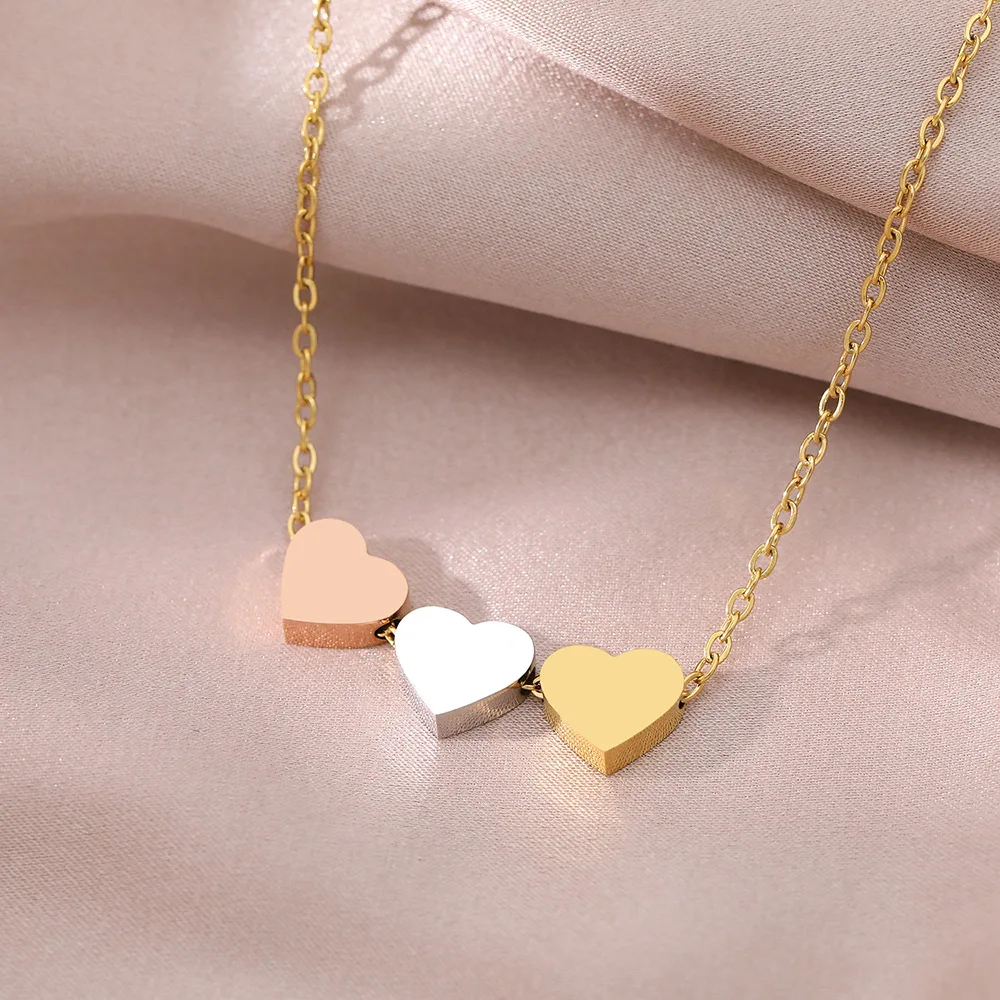Customizable Engraved Jewelry Stainless Steel Heart Pendant Personalized Heart Charm Necklace Fashion Blank Pendants