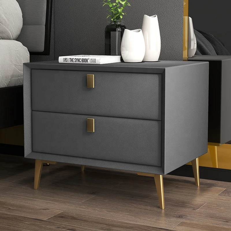 CTG07 Customized Modern Luxury 2 Drawers Storage Leather  Living Room Furniture Storage Chest Nightstand Bedroom Bedside Table