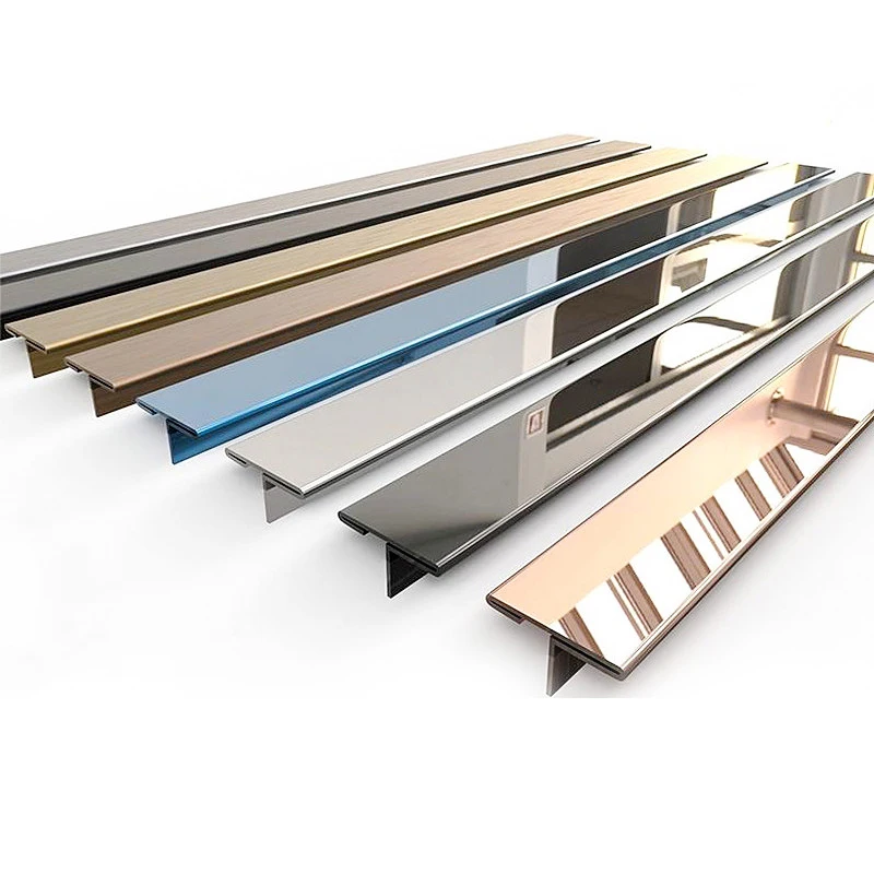Winsen  201 & 304 PVD T Profile Mirror Gold Metal Polished T Shape Tile Trim Stainless Steel Decorative Strip
