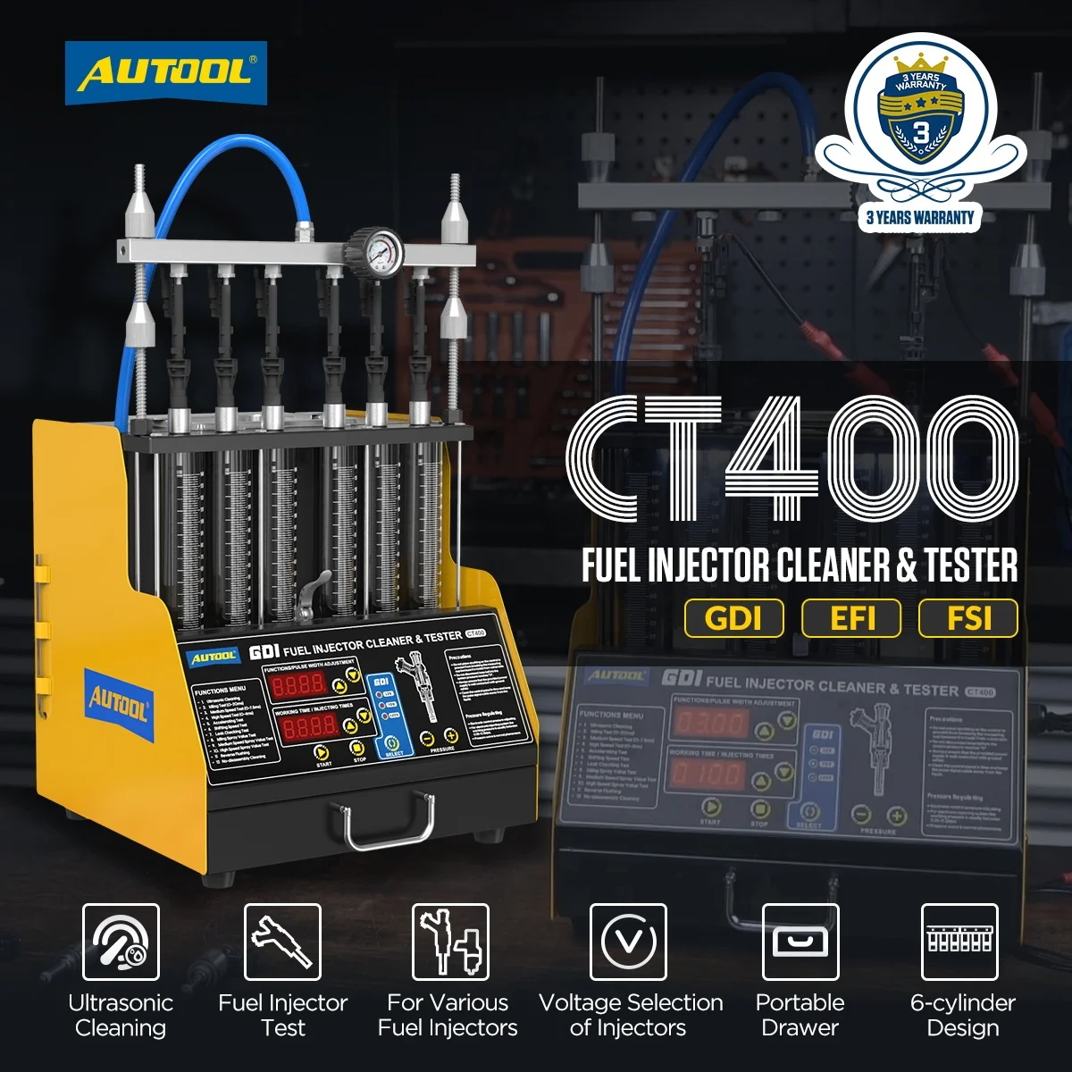 Best Selling  Autool CT400 Gdi Fsi Fuel Ultrasonic Injector Gasoline Tester And  Cleaner Machine