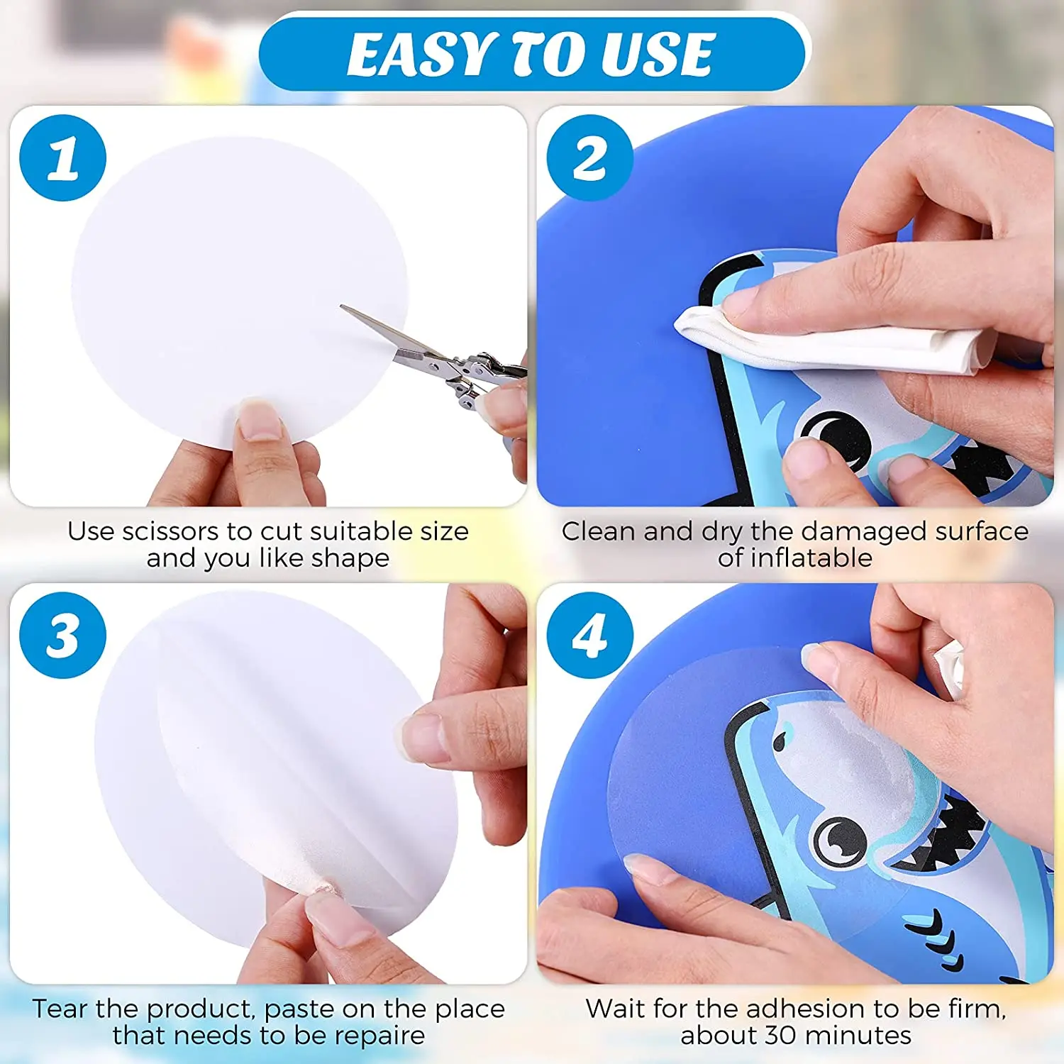 Self-Adhesive Pool Repair Patch Vinyl Plastic Repair Patches Kit for Swimming Pools Inflatable Boats Products