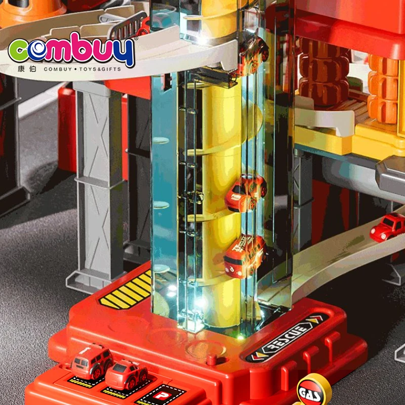 Electric Elevating Building Wash Vehicle Educational Diy Puzzle Slide Track Car Toy