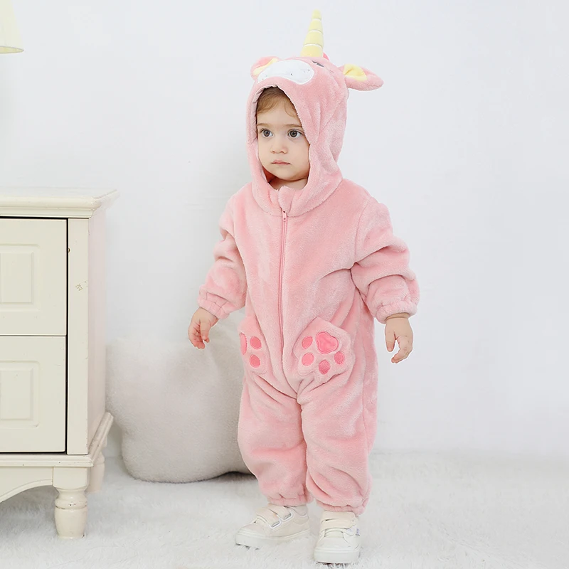 TONWHAR Wholesale kids halloween costume Romper Baby Warm Soft Animal Jumpsuit