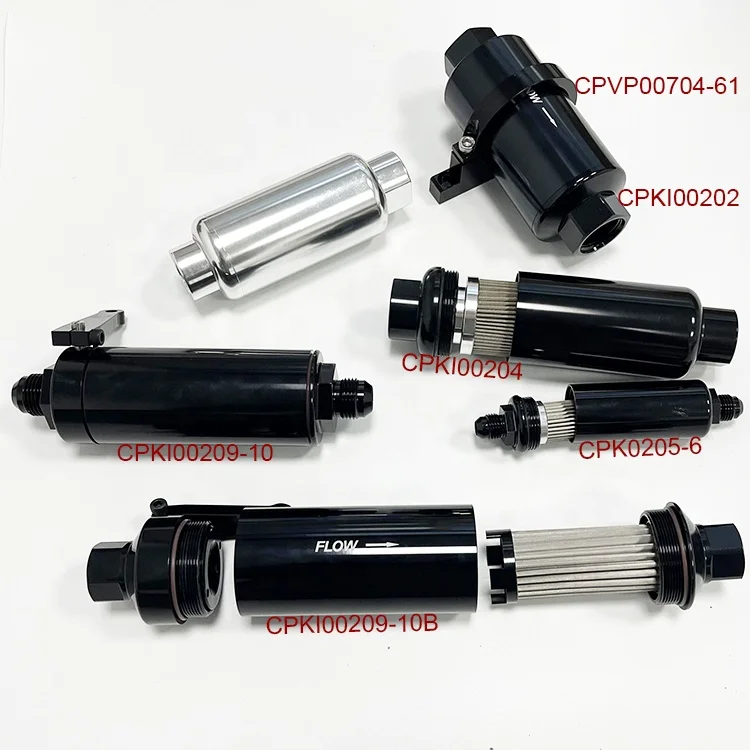 Universal Aluminum Billet Pro Oil Fuel Filter AN6 AN8 AN10 AN12 Port with 10 micron Stainless Steel Mesh