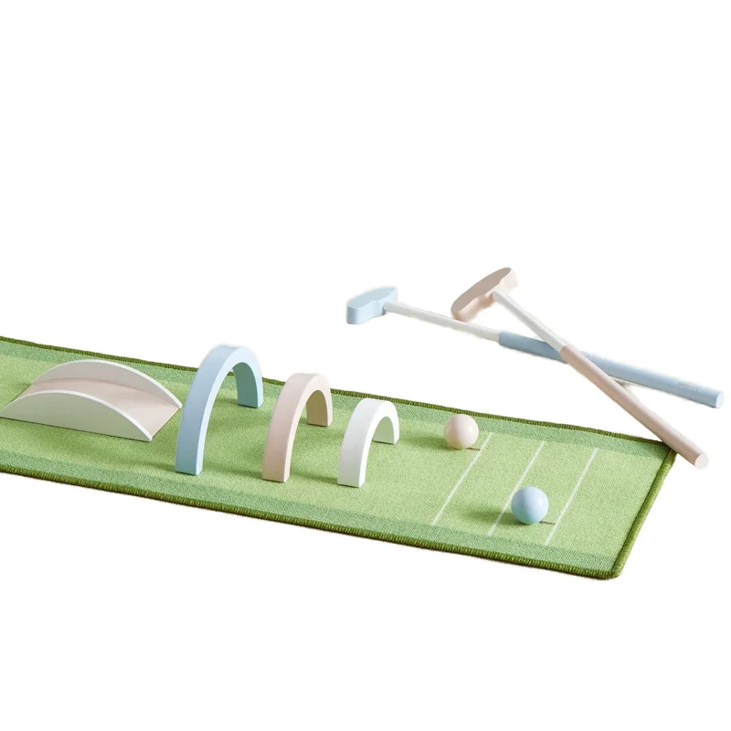 Asweets Sport Indoor Outdoor Play at Home Mini Wooden Golf Game Toy Set With Mat for Kids
