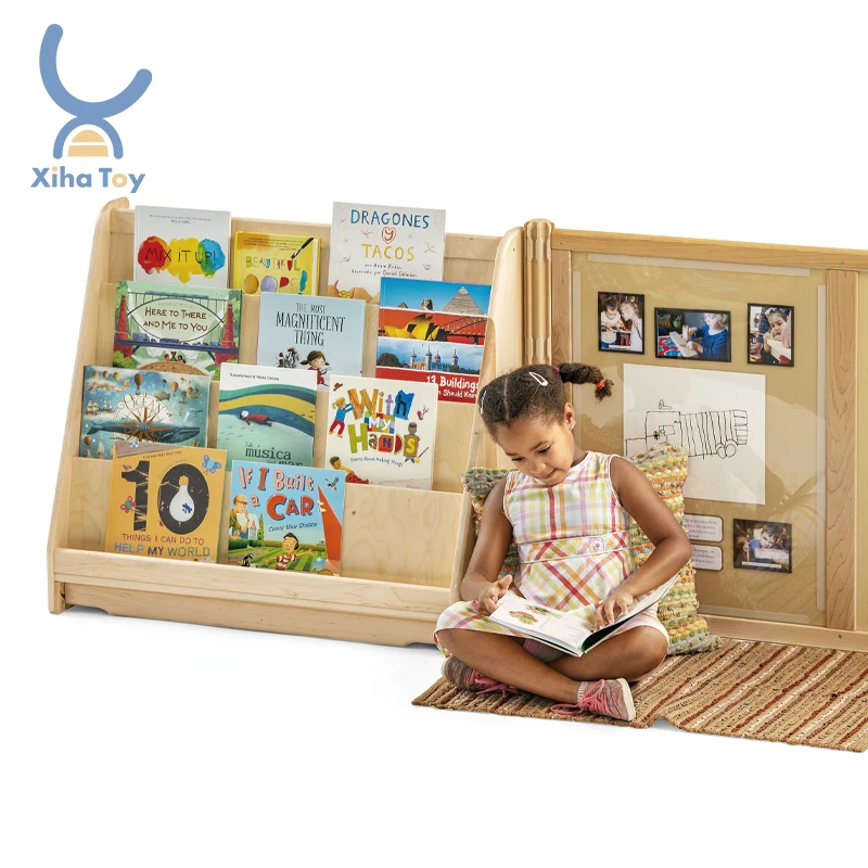 Kindergarten Preschool Montessori Baby Room Organizer Nursery Wood Children Book Storage Shelf Kid Bookshelf Daycare Bookcase