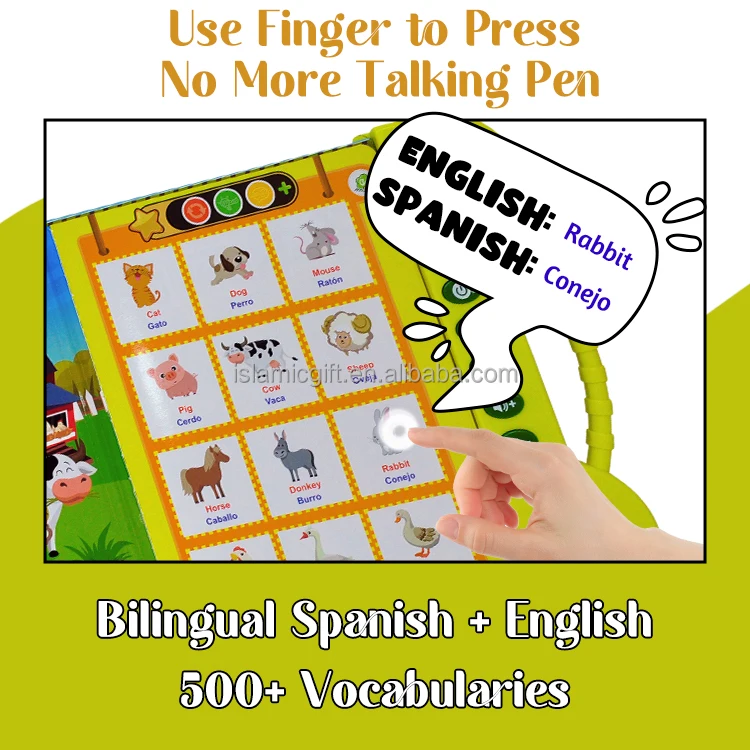 Kids Libros En Espanol Infantiles Electronic Spanish Phonics Audio Book Educational Board Book Printing