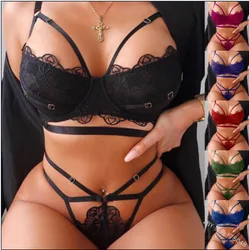 Aipa 2021 Style Sexy Embroidery Two Piece Lace Women Lingerie Bra Underwear Sets