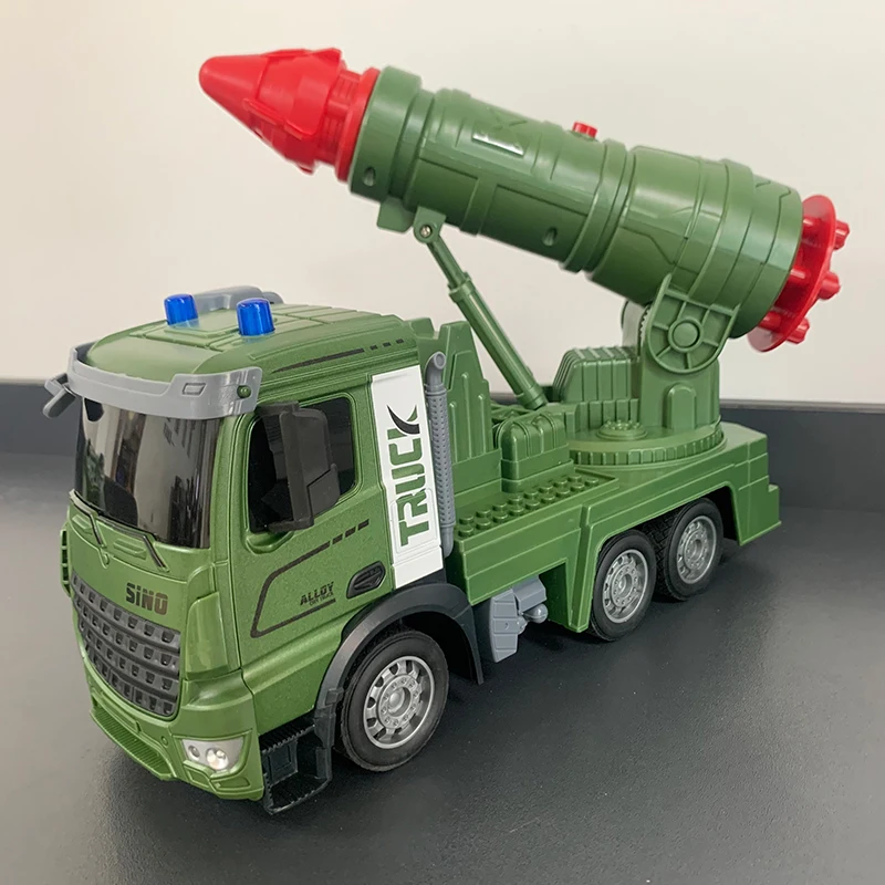 Remote Control Missile Military Truck  2.4GHz RC Army Truck Toys with Metal Cab Missile Launch With Control Barrel
